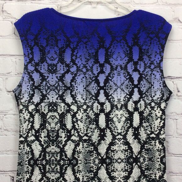 Calvin Klein CK Ombre Snake Print Blouse Women's Size M Blue/White/Black Career - Picture 5 of 7